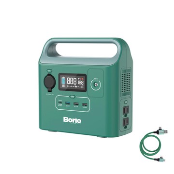 BORIO 60,000mAh Power Station w/AC & USB Outlets, Light, 3-in-1 Cable