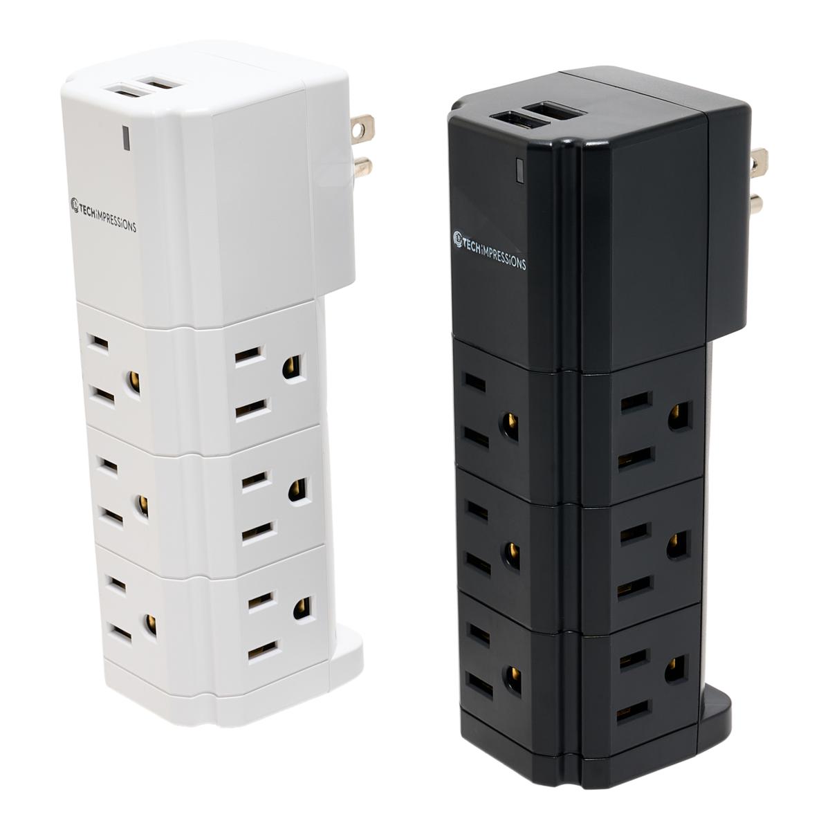 Tech Impressions 2-Pack Swivel Power Strips for Up to 11 Devices