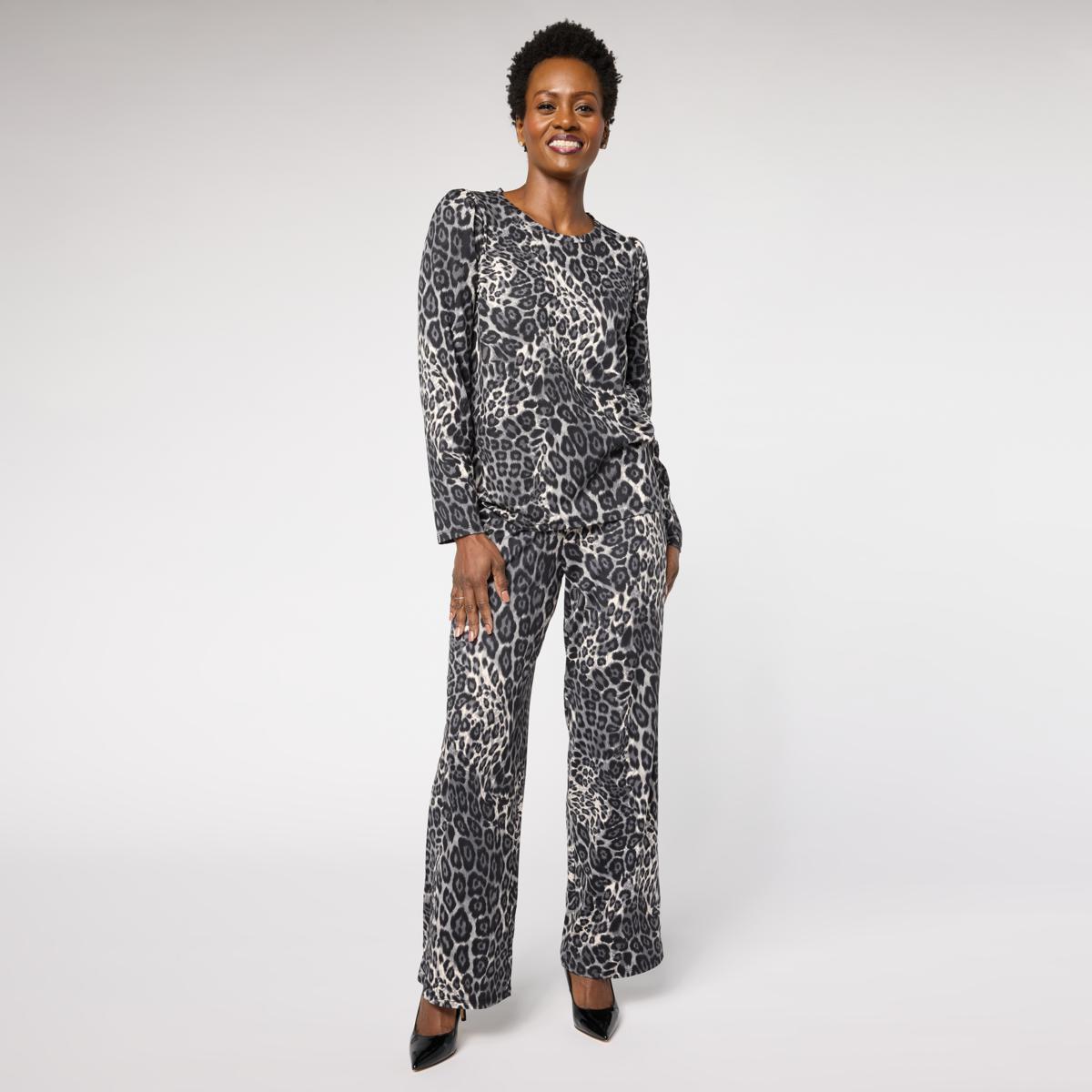 G by Giuliana 2-piece G-Knit Puff-Sleeve Top & Full-Leg Pant Set