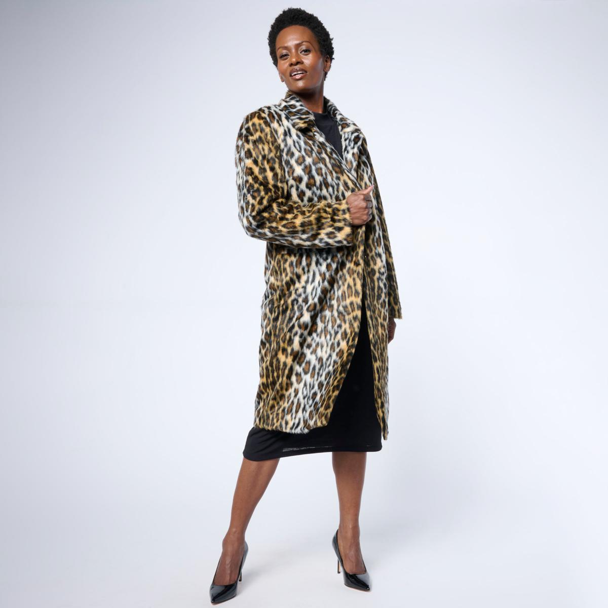 G by Giuliana Black Label Faux Fur Tuxedo Coat