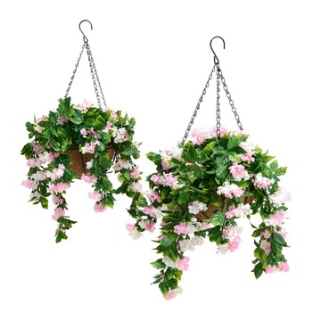 Improvements 15" Faux Crepe Myrtle Hanging Baskets - Set of 2
