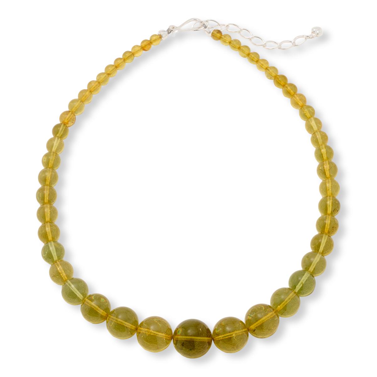 Jay King Compressed Green Amber Graduated Bead 18" Necklace