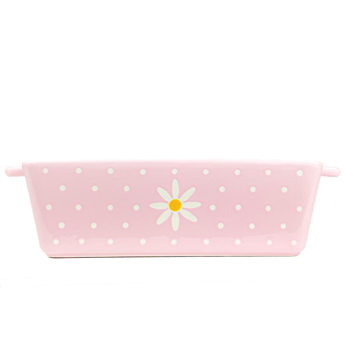 10 Strawberry Street Pink Daisy Polka Dot Loaf Pan