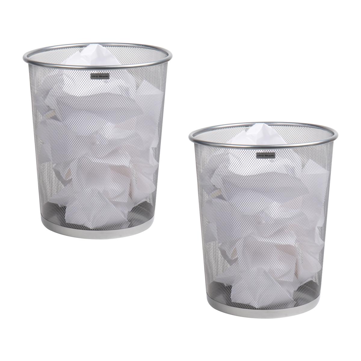 Mind Reader Round Metal Mesh Trash Waste Paper Basket Set of 2