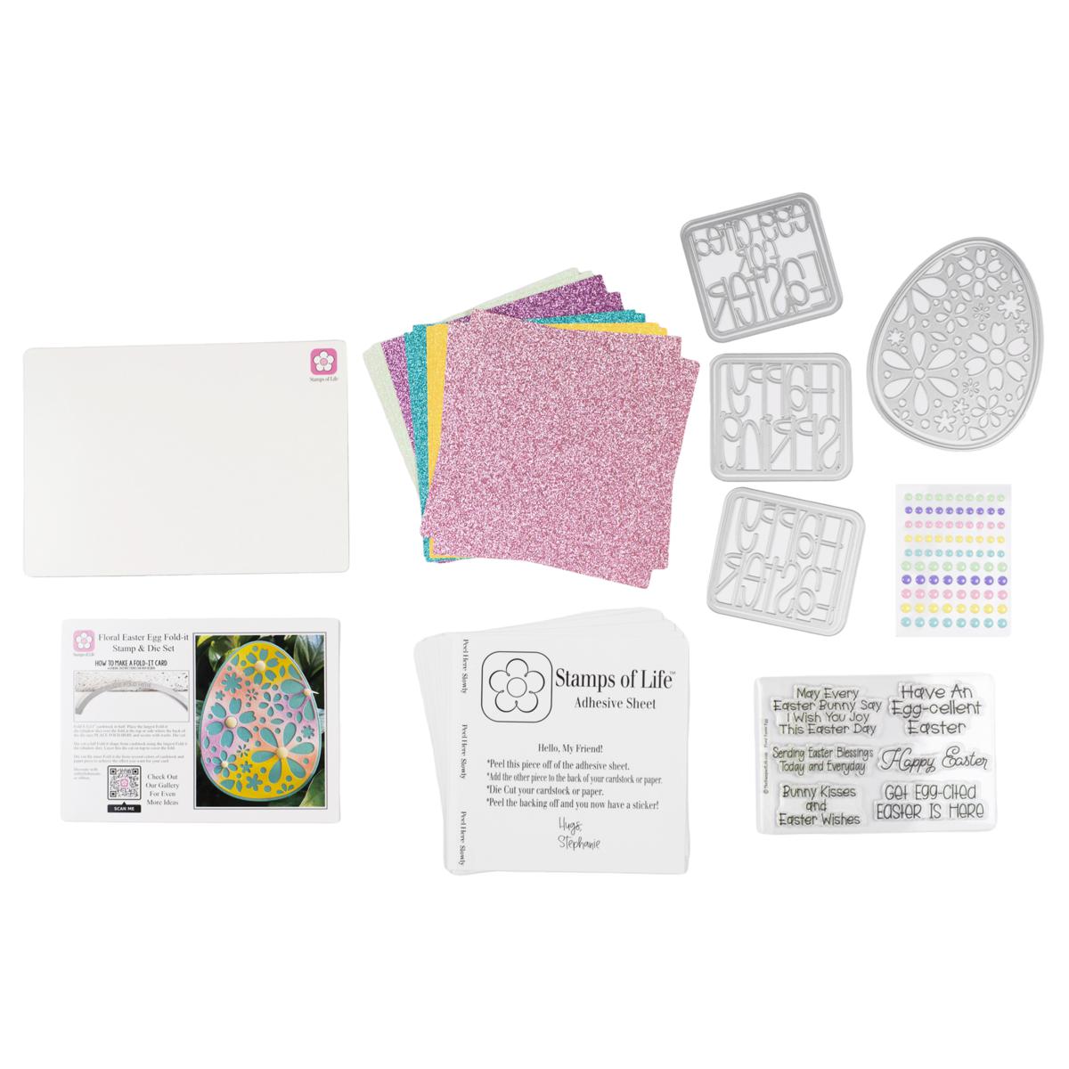 Stamps of Life Floral Easter Egg Fold-It Stamp and Die Kit