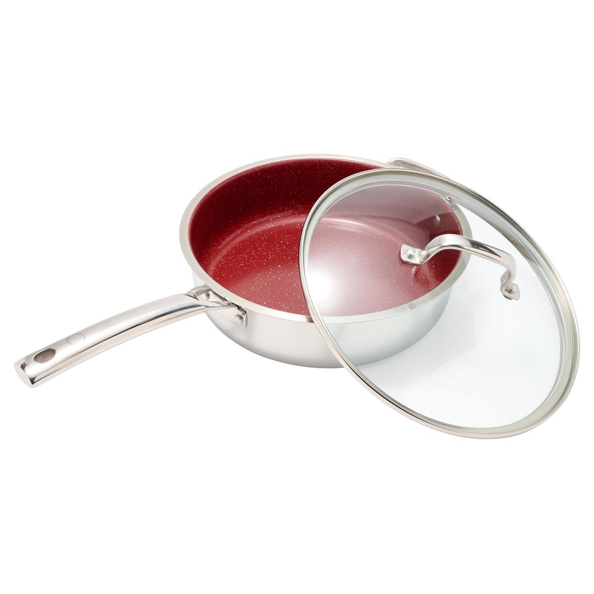 Curtis Stone Tri-Ply SS 5qt Dura-Pan Ceramic Sauté Pan with Lid