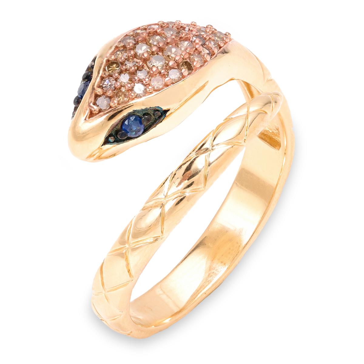 Rarities Gold-plated Champagne Diamond Snake Wrap Ring