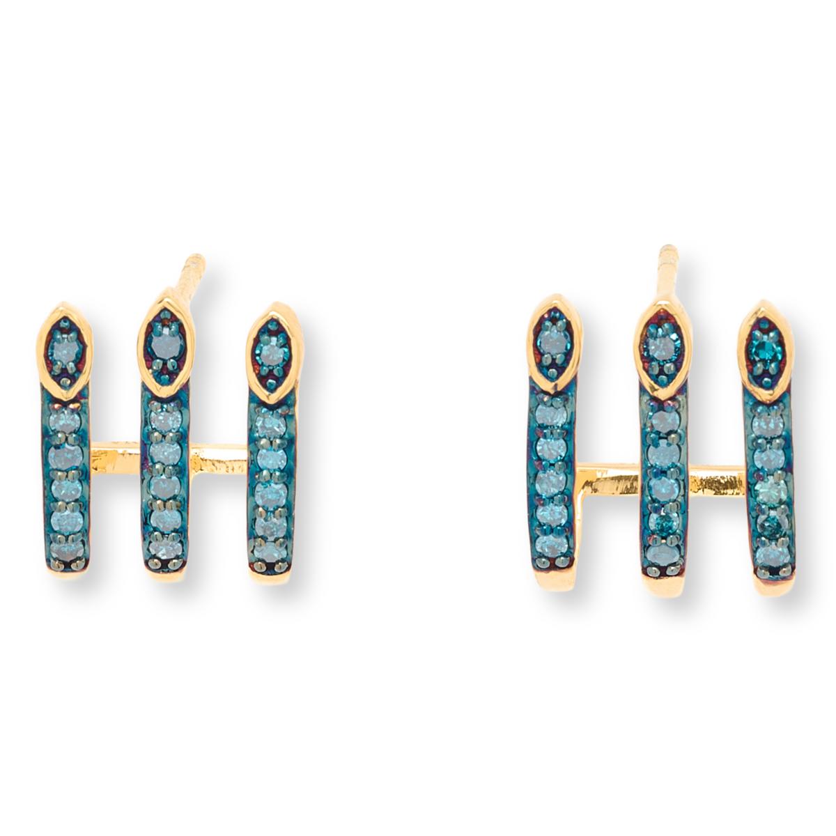 Rarities .35ctw Diamond Plated Three-Row Earrings