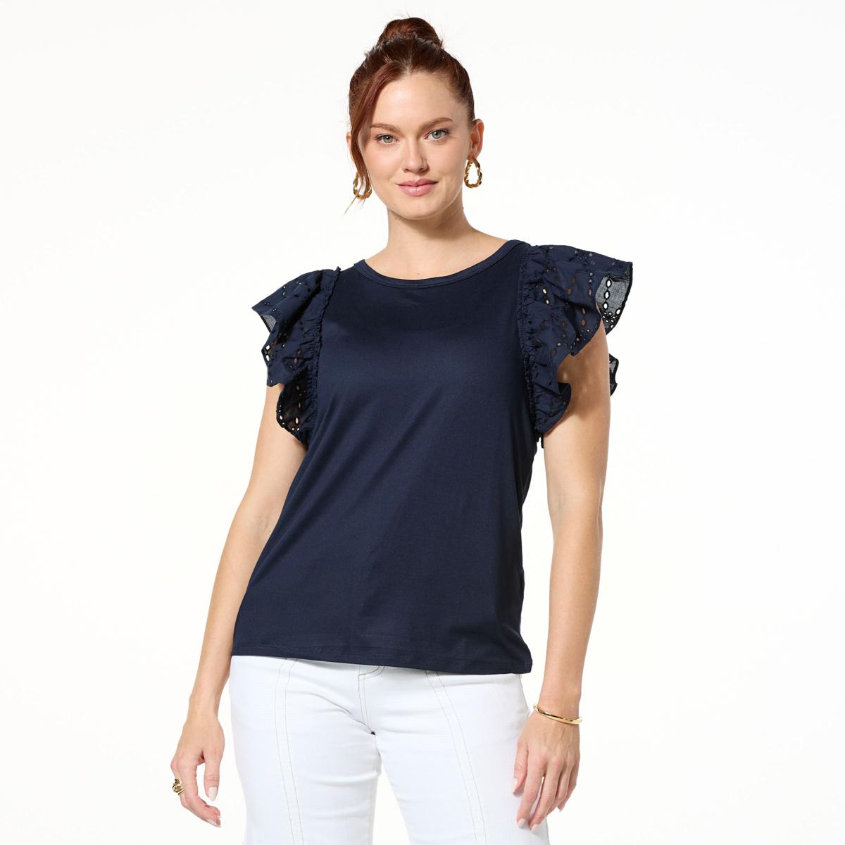 C Wonder Eyelet Sleeve Tee
