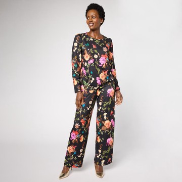 G by Giuliana 2-piece G-Knit Puff-Sleeve Top & Full-Leg Pant Set