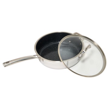 Curtis Stone Tri-Ply SS 5qt Dura-Pan Ceramic Sauté Pan with Lid