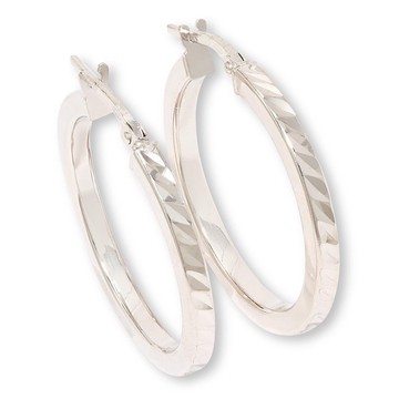 Fiorenza 1-inch Diamond-Cut Hoop Earrings