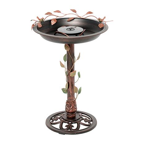 Belmont Gardens Spetta Solar Metal Bird Bath Fountain