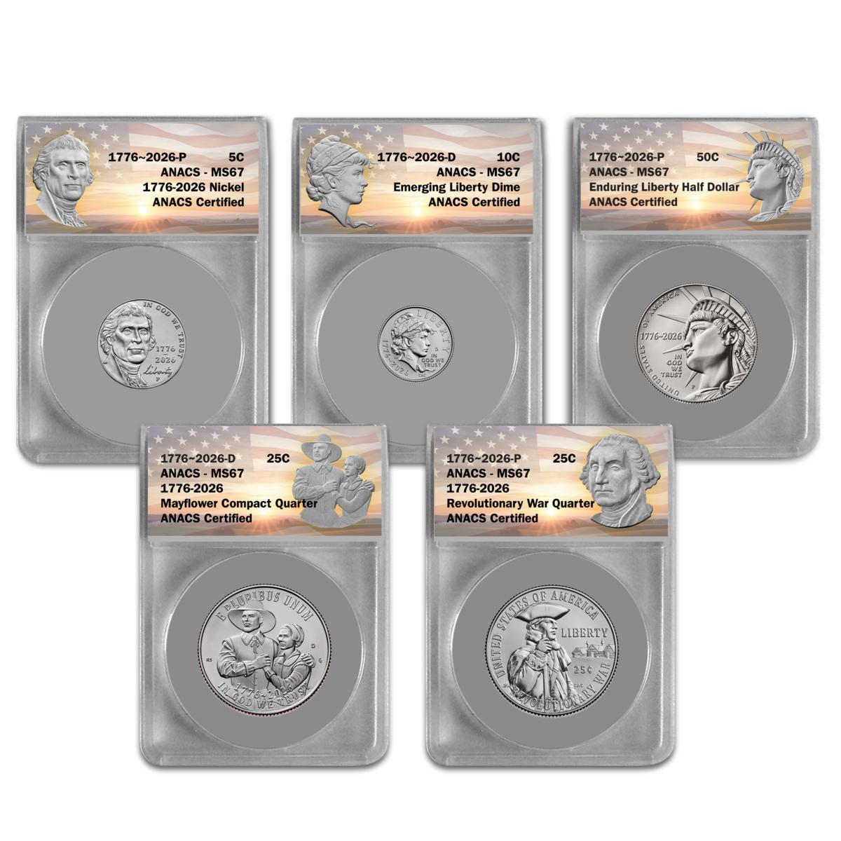 MS67 ANACS America's 250th Anniversary 5-Coin Set - Auto-Ship®