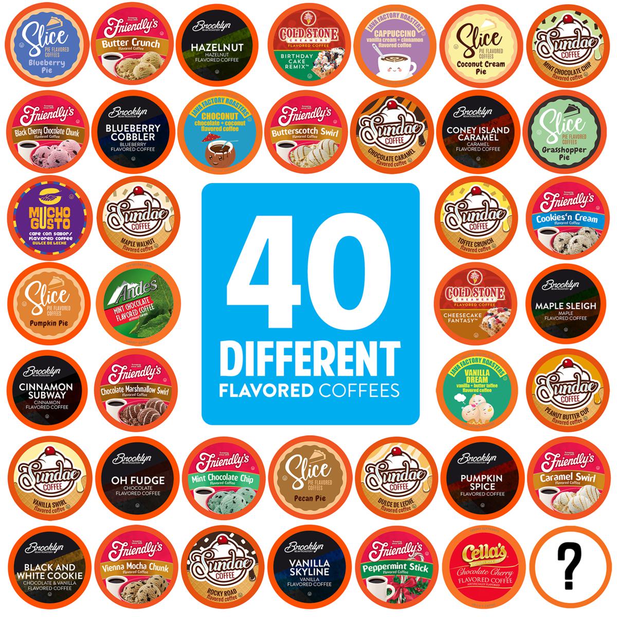 Two Rivers Coffee 40ct Flavored Coffee Pods Sampler-40 Flavors