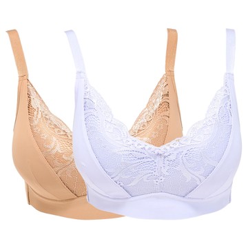 Rhonda Shear 2-pack Molded Cup Lace Bra with Invisible Edge