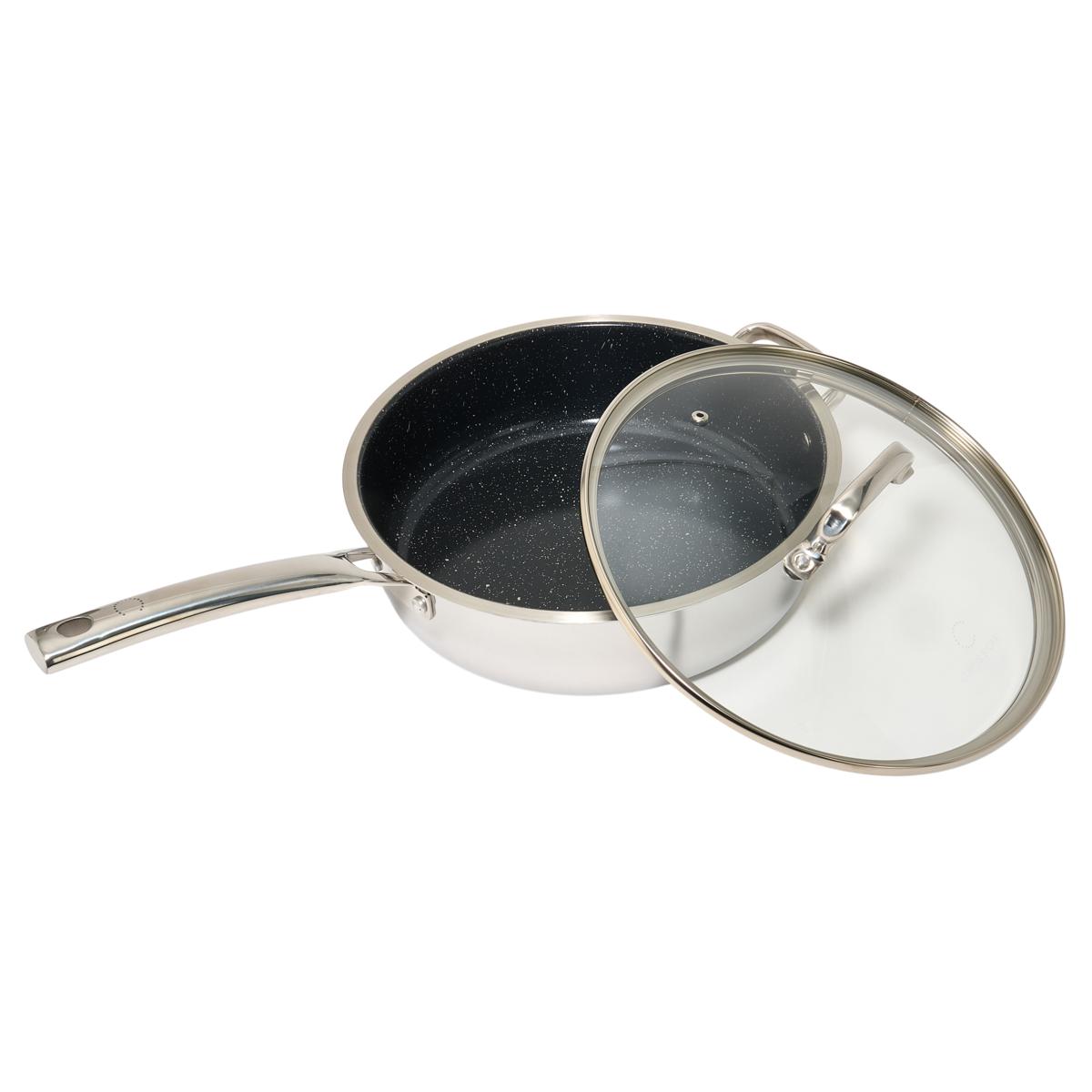 Curtis Stone Tri-Ply SS 5qt Dura-Pan Ceramic Sauté Pan with Lid