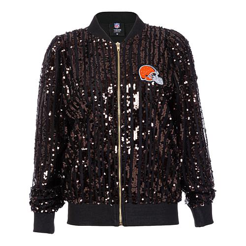 Officially Licensed NFL Women's Sequin Jacket from Fabgating by Cucé - Browns