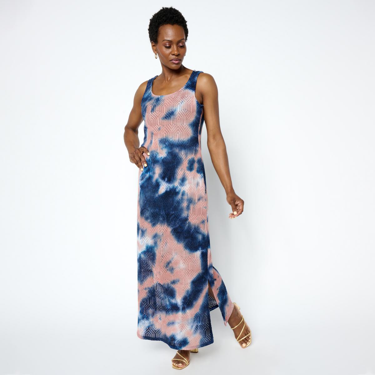 Nina Leonard Sleeveless Crochet Knit Maxi Dress