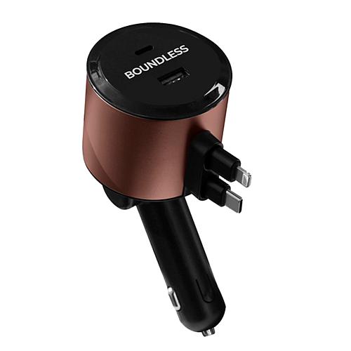 Boundless 4-in-1 Adjustable Car Charger with Retractable Cable