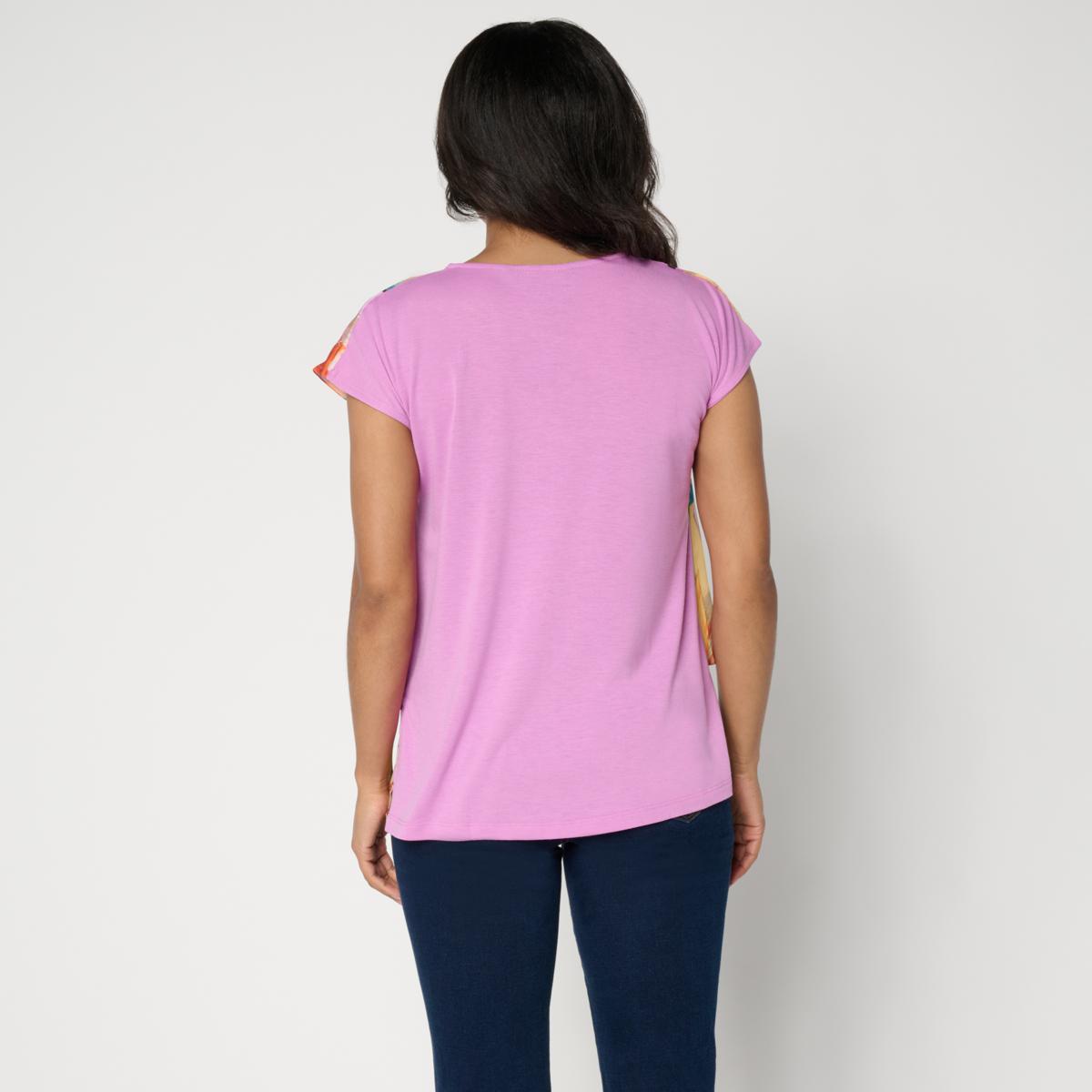 DG2 by Diane Gilman Crepe de Chine V-Neck Cap-Sleeve Easy Top
