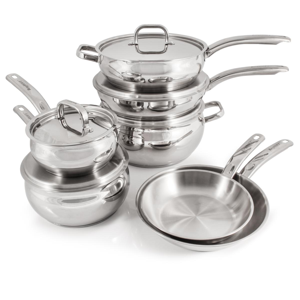 Berghoff Belly Shape 12pc 18/10 Stainless Steel Cookware Set, SS Lids