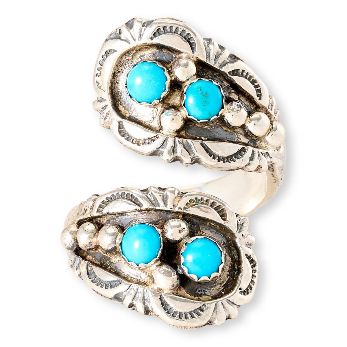 Chaco Canyon Sterling Silver Sleeping Beauty Turquoise Bypass Ring