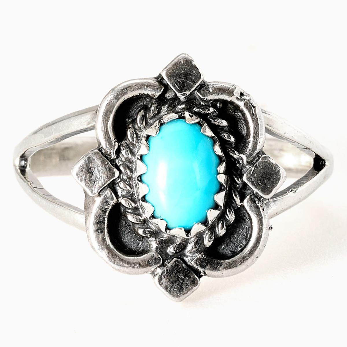 Chaco Canyon Sterling Silver Sleeping Beauty Turquoise Oval Ring