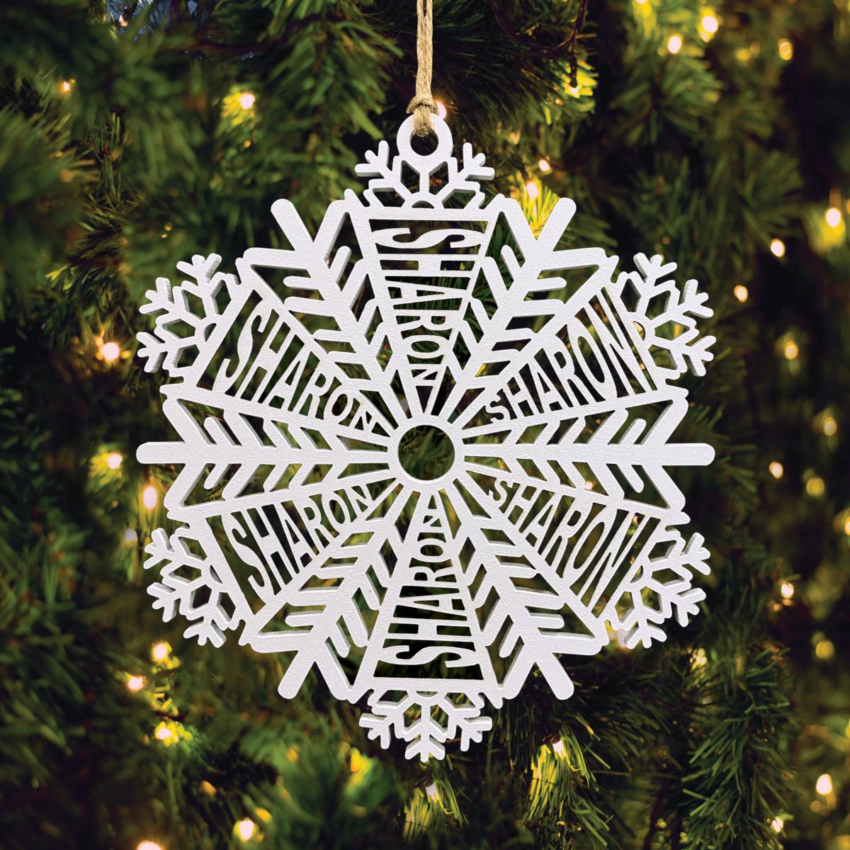 Personalized Planet Personalized Wooden White Snowflake Ornament