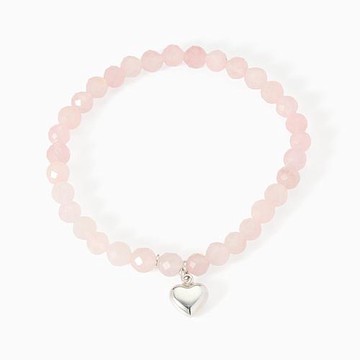 Jay King Sterling Silver Rose Quartz Heart Stretch Bracelet