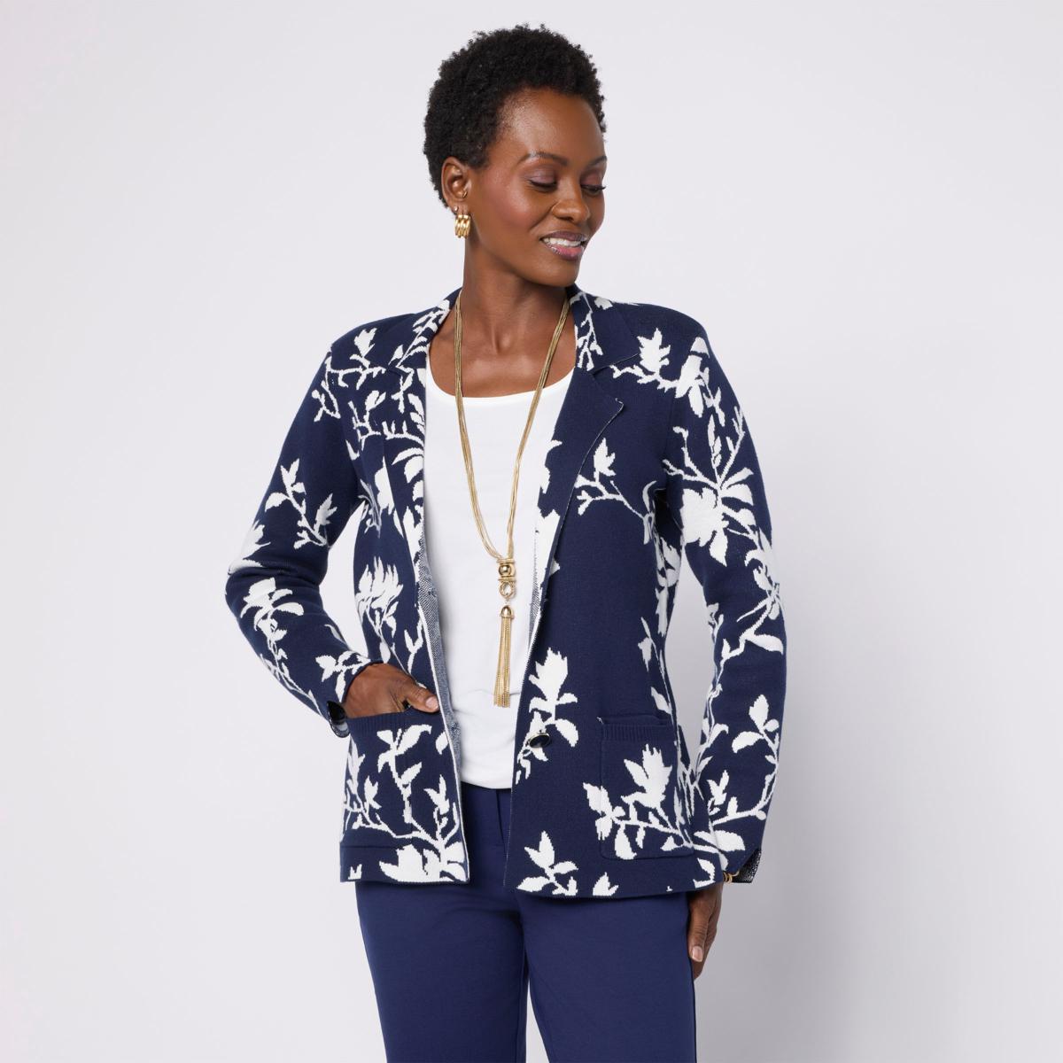 Jaclyn Smith Open Stitch Sweater Blazer