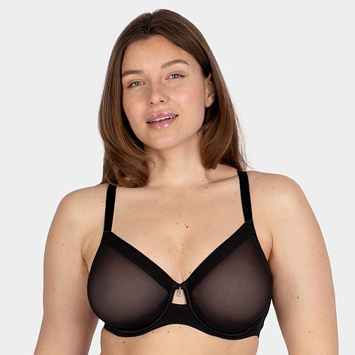 Curvy Couture Sheer Mesh Full Coverage Unlined Underwire Bra