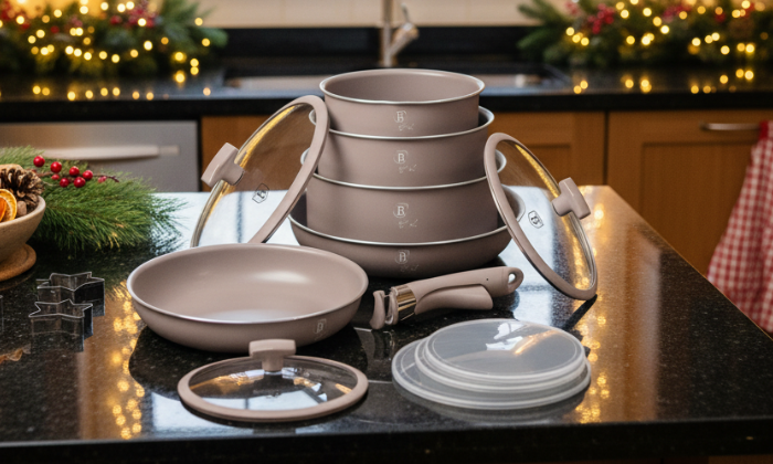 Image of Berlinger Haus 12-Piece Titan Pro Non Stick Coating Oven Safe Cookware Set