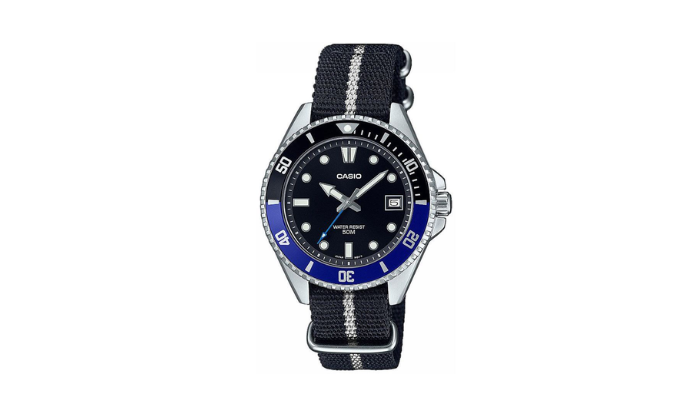 Image of Casio Timeless Watch with Aluminum Bezel and NATO Strap
