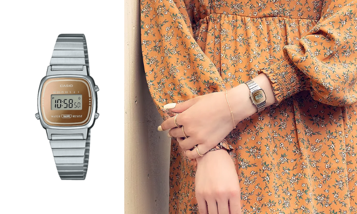 Image of Ladies Casio Vintage Stainless Steel Watch