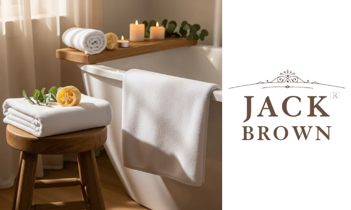 Image of Jack Brown Premium 700gsm White Bath Towel