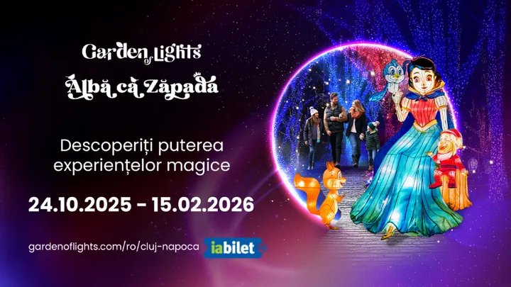 24 octombrie - 15 februarie '26: Cluj-Napoca: Garden of Lights - Albă ca zăpada