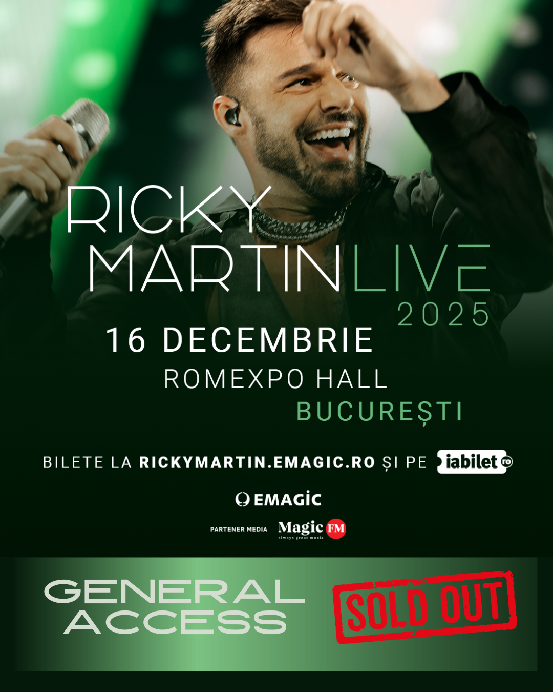 16 decembrie: RICKY MARTIN LIVE
