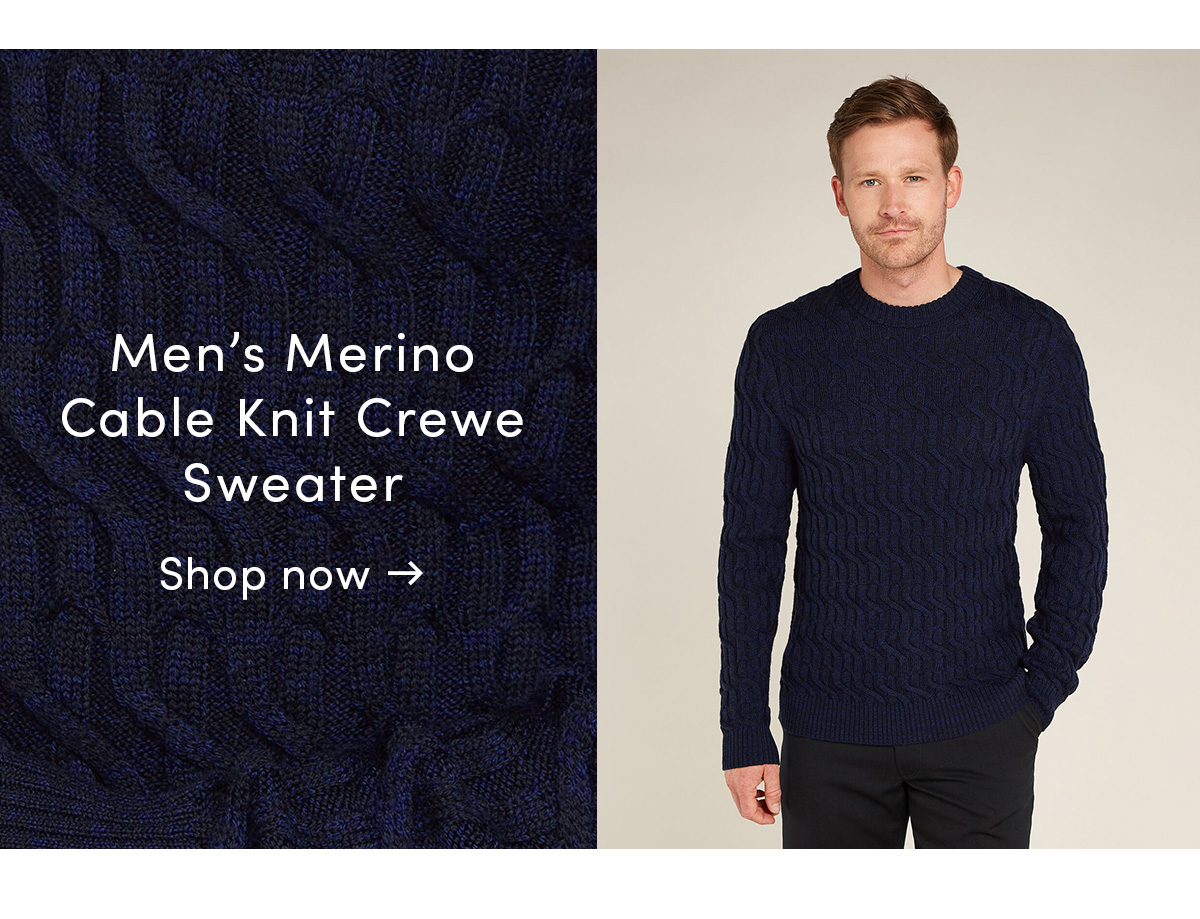 Men's Merino Cable Knit Crewe Sweater. Shop now.