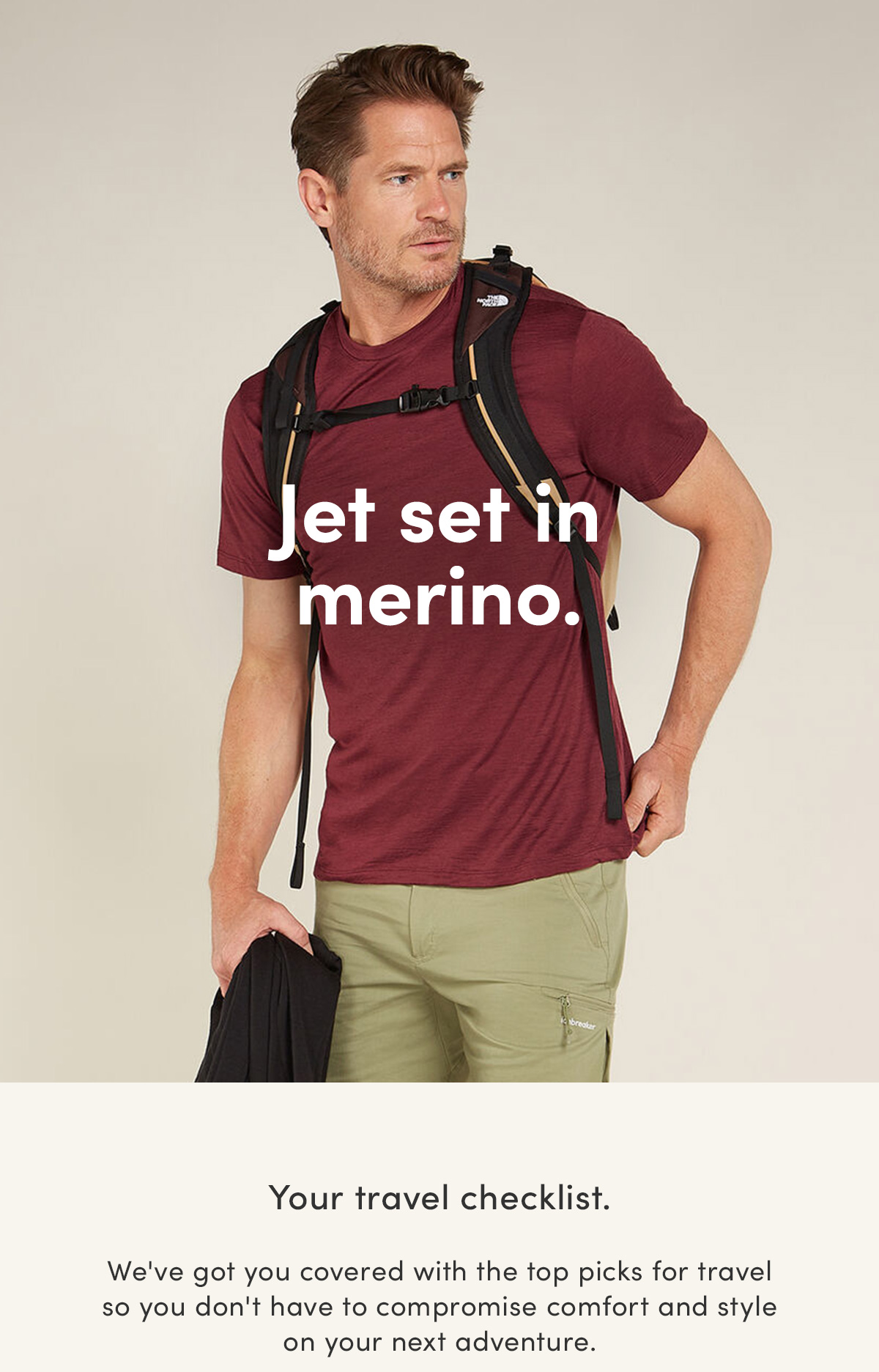 Jet set in merino. Your travel checklist. We've got you covered with the top picks for travel so you don't have to compromise comfort and style on your next adventure.