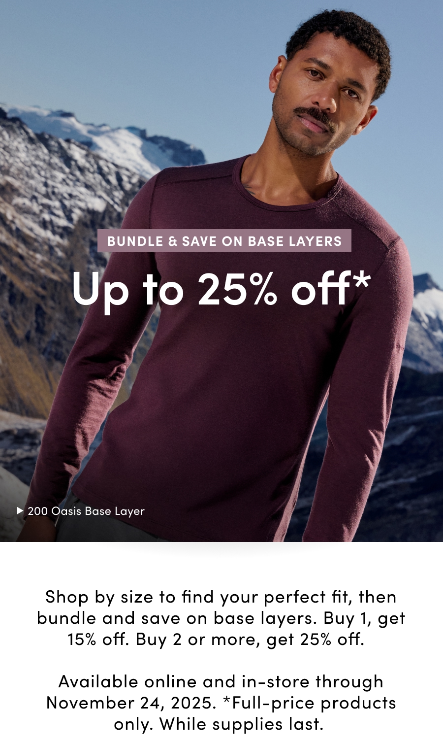 Save up to 25% on base layers