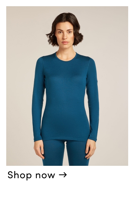 Shop women's Merino 260 Tech Long Sleeve Crewe Thermal Tops base layers at icebreaker.com