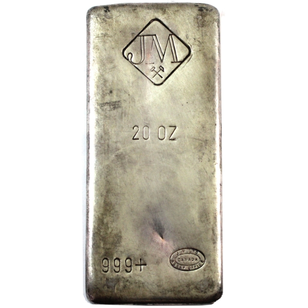 *20oz Johnson Matthey Canada Vintage .999+ Silver Bar. *Scarce!* Mintage of <2000 (Tax Exempt)