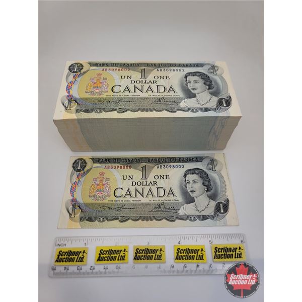 Canada $1 Bills 1973 (499 Sequential UNC) : Lawson/Bouey #AB3098000 &  AB3098002-8499