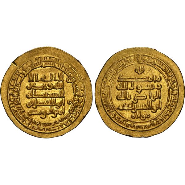 ABBASID: al-Radi, 934-940, AV donative dinar (4.23g), Madinat al-Salam, AH329, NGC UNC details