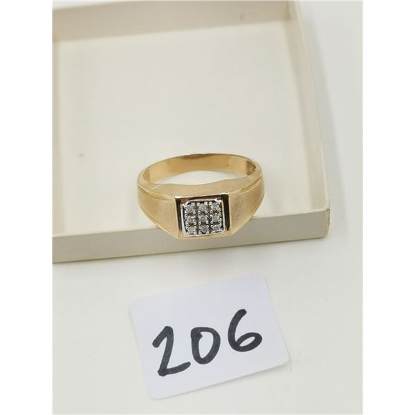 10k men's gold ring w/ 9 diamonds