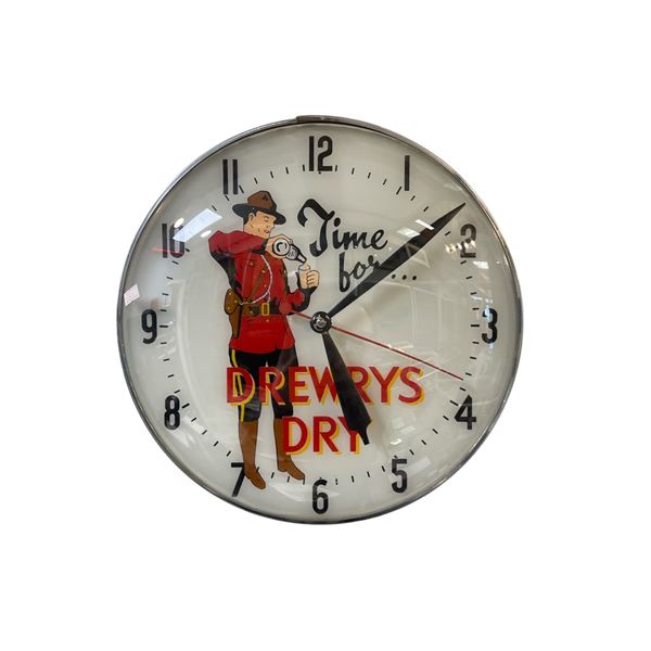 Very Scarce Drewrys Dry RCMP Pam Clock