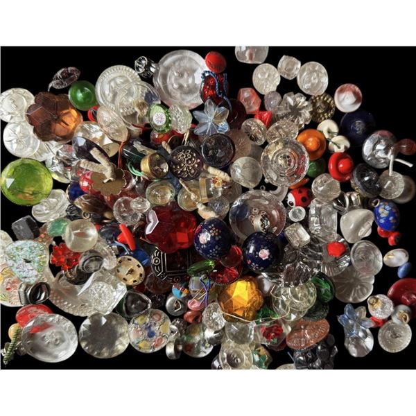 A bag lot of division 1 & 3 assorted glass buttons