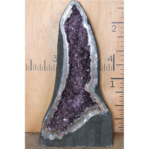 XXL AMETHYST Crystal Geode Cathedral with Clear Quartz Deposits, Weight: 100 lbs