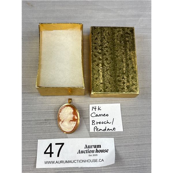 Very nice 14k Gold Cameo Brooch/Pendant Total weigh 3.39g